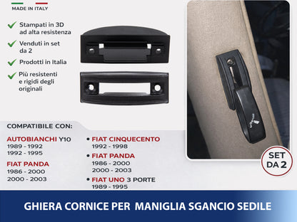 Coppia Ghiere Cornici Maniglia Sgancio Sedile per Fiat Panda, Uno, Cinquecento, Y10 - Stampa 3D Alta Resistenza (Set 2 Pezzi DX/SX) - LavaLayer