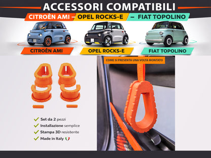 Set 4 Maniglie Interne (Guidatore e Passeggero) per Citroen Ami, Fiat Topolino e Opel Rocks-e - LavaLayer