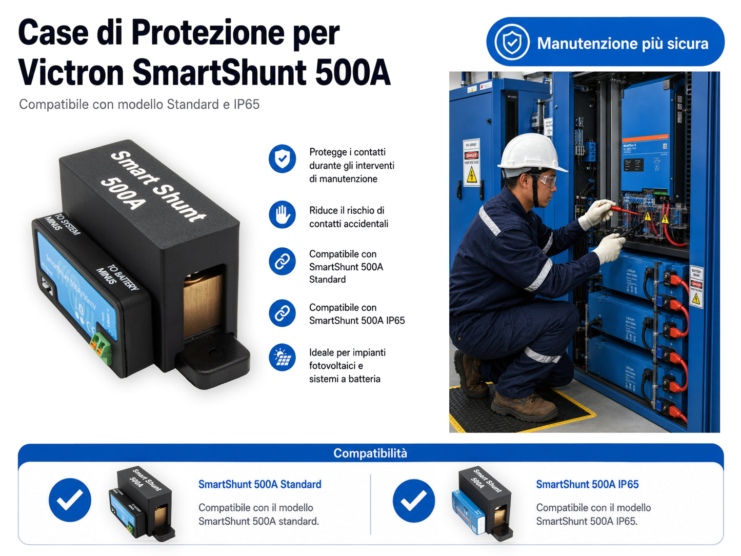 Custodia Protettiva per Victron SmartShunt 500A Standard e IP65 - Stampa 3D